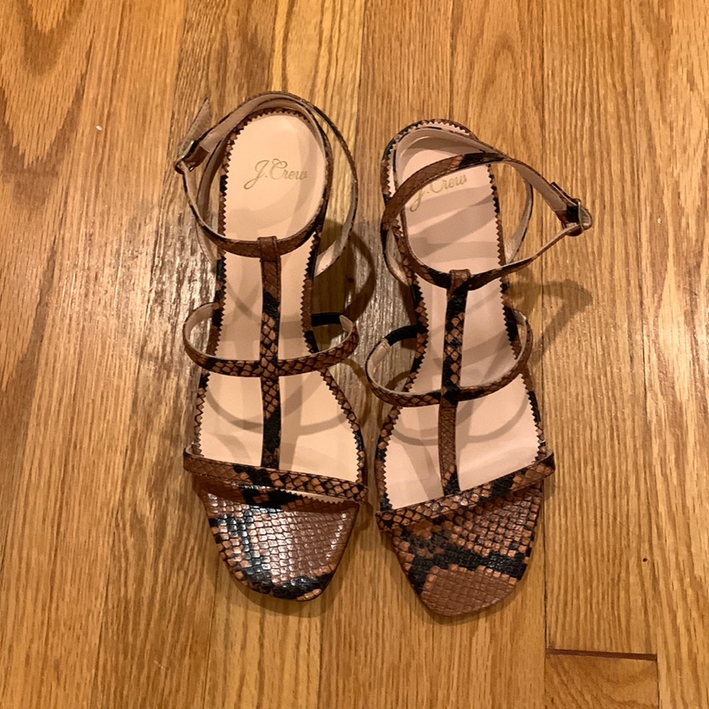 J Crew Snake Skin Wedge Sandals 9.5